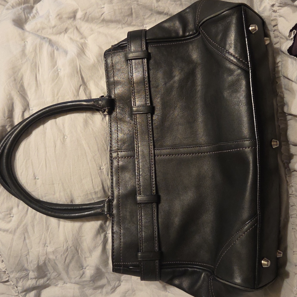 Coach Black Leather Hampton Handbag with Silver Accents - Picture 16 of 16
